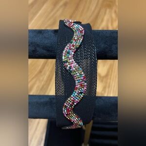 Ava and Aiden Black Mesh Headband with Multicolor Rhinestones NWT